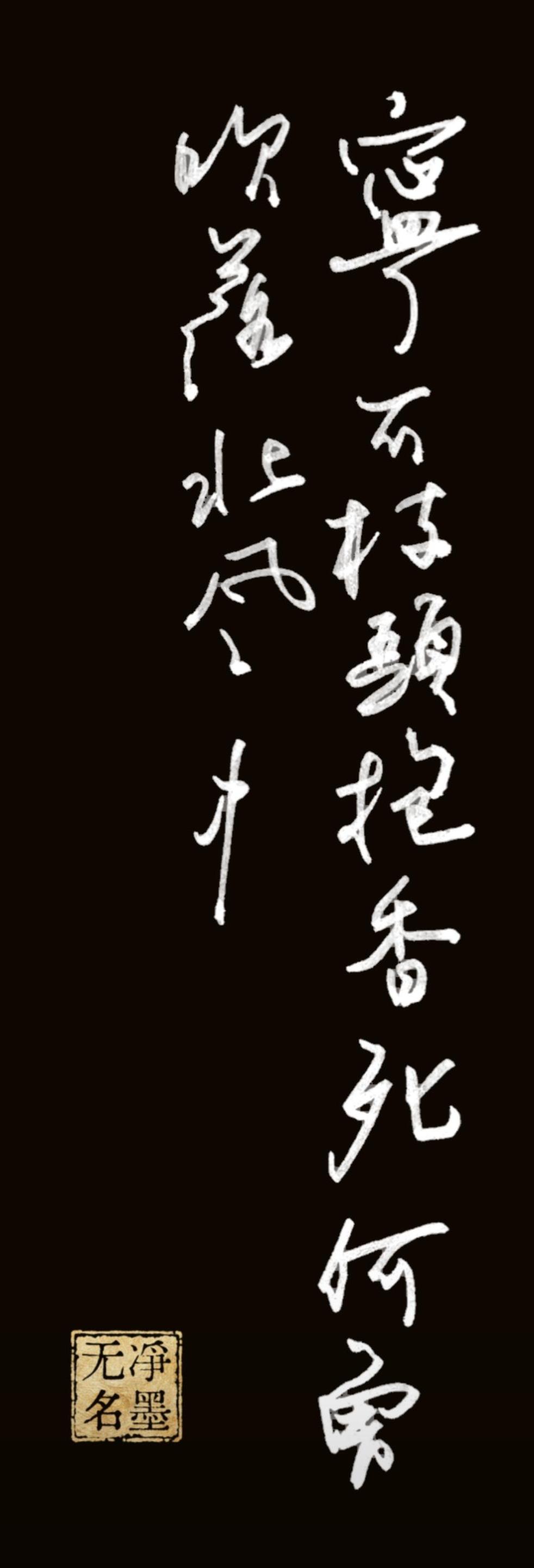 书写名句，出自宋代郑思肖的《画菊》（也作《寒菊》）图片书写文字（竖列由右至左）