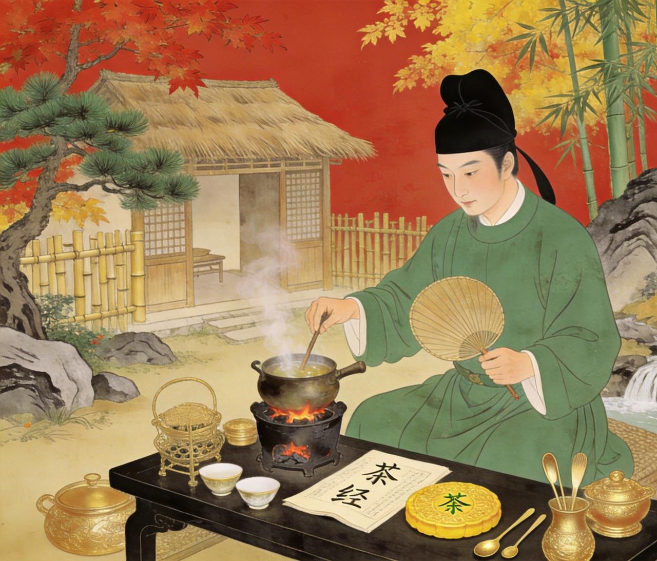 陆羽煮茶图陆羽煮茶图的系列创作，涵盖工笔重彩、水墨写意、青绿山水、工笔淡彩四种