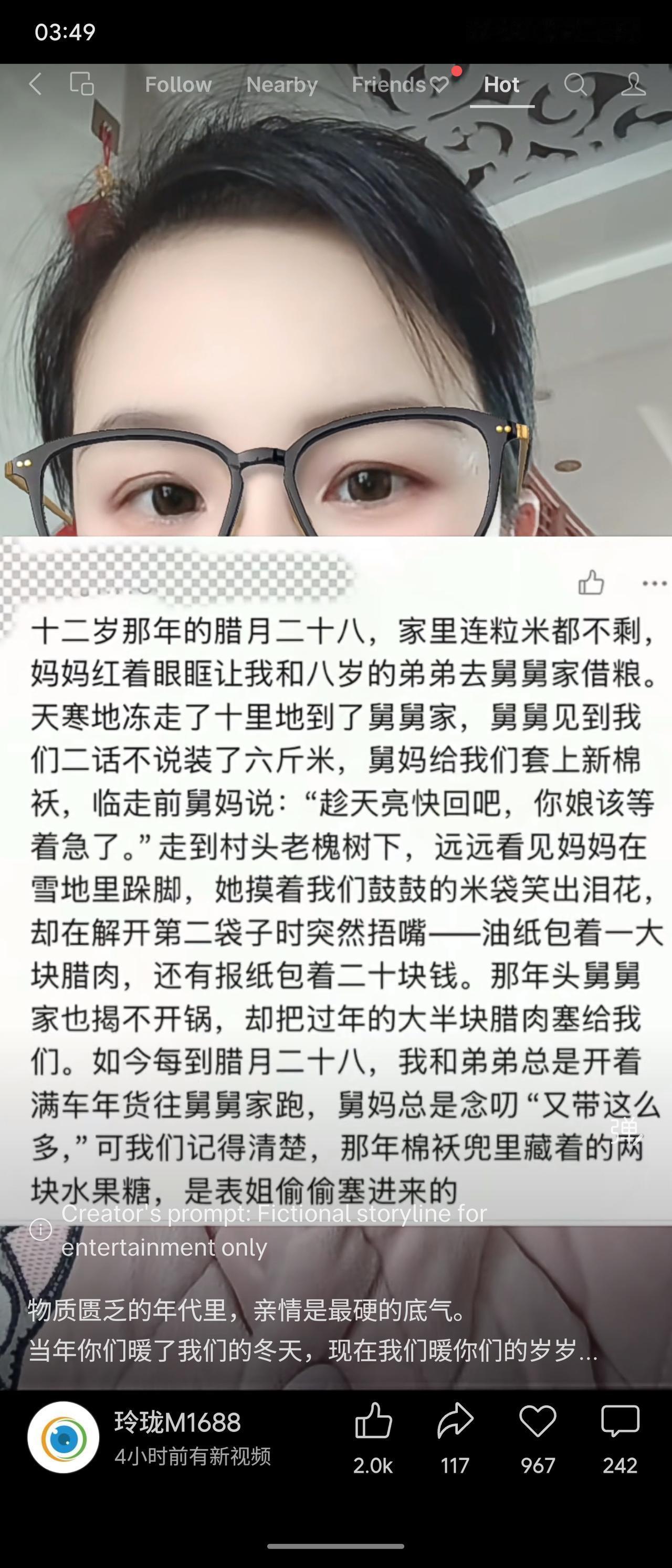 饥寒交迫的腊月，母亲让兄弟俩去舅舅家借粮。舅舅慷慨赠米赠衣，归家后发现米袋中竟藏