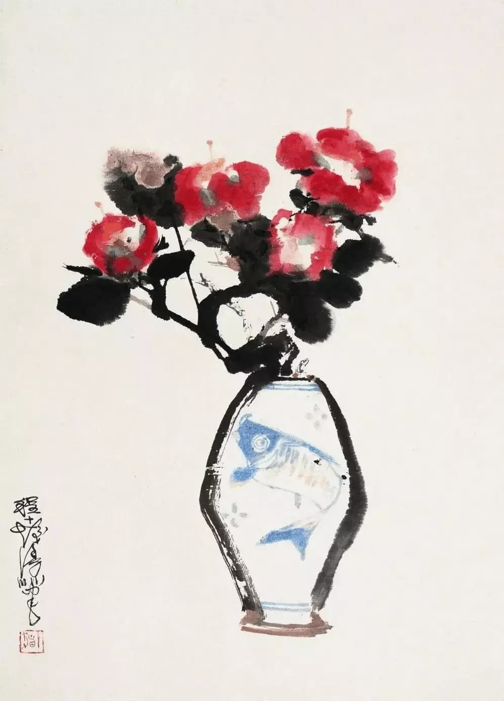 程十发是一位多才多艺而具有多方面深厚修养的勤奋多产的画家，很早就形成自己独特的画