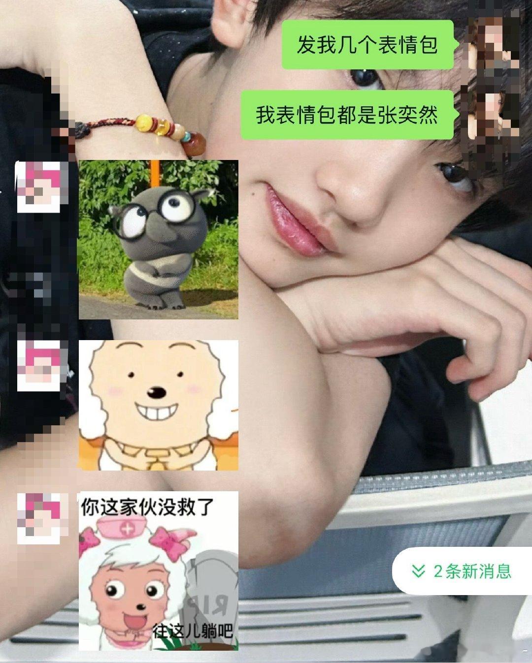 哦跟相亲对象聊天都只能发张奕然​