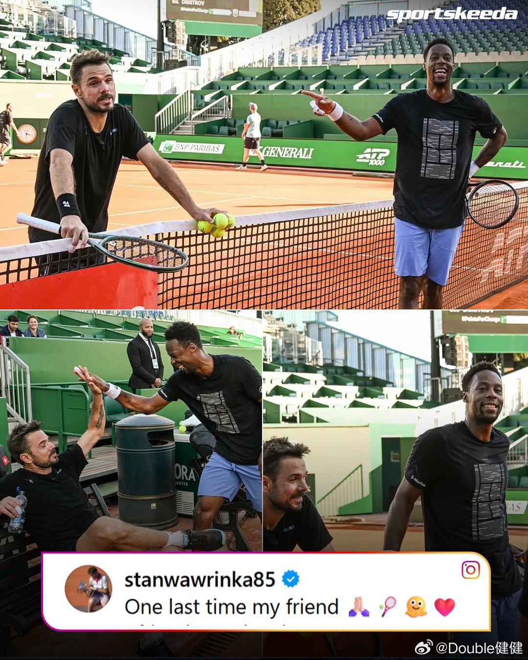 最后一舞！你们也舍不得吧！瓦林卡晒出和孟菲尔斯的蒙特卡洛大师赛训练图，两人都将持