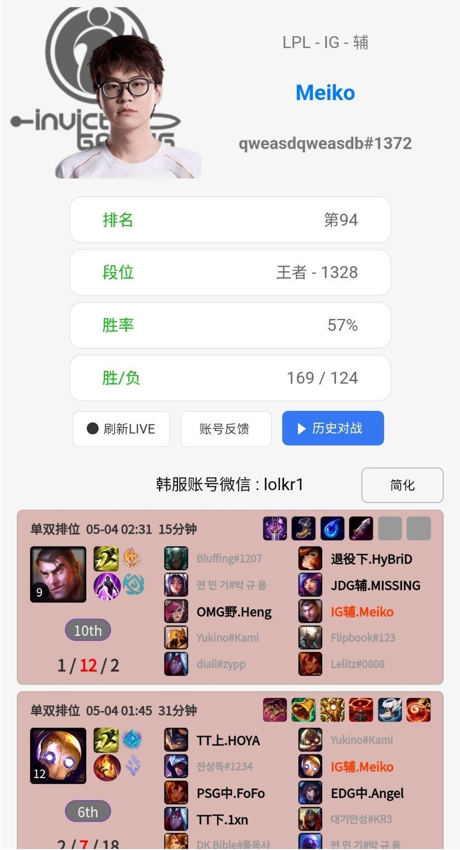 Meiko比赛结束后进行了rank，加油[抱抱][抱抱]tes战胜ig2025l