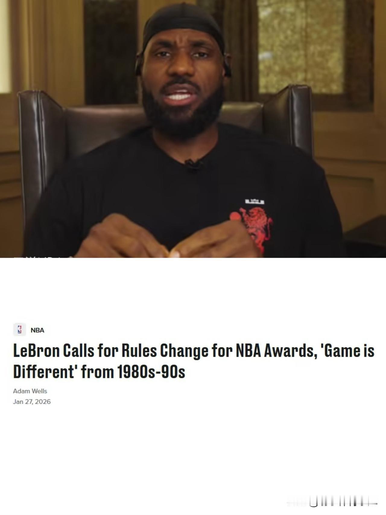 詹姆斯本赛季已缺席17场，再休1场，将无缘联盟规定参加评奖必须打满65场的基本要