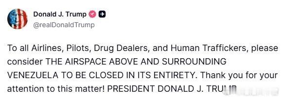 川普总统真相社交11.28.25美国东部时间上午07:43发文：“致所有航空
