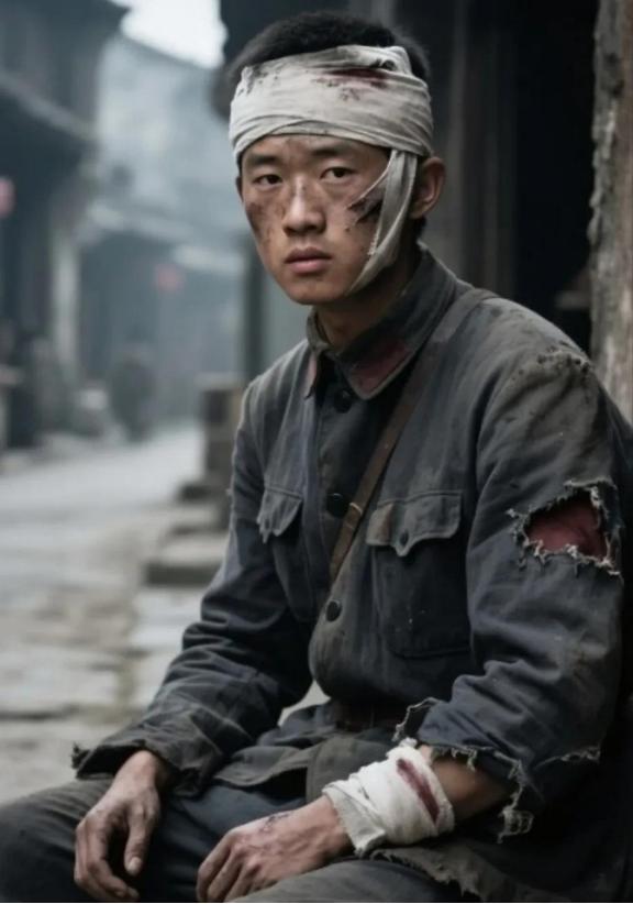 1937年，一西路军伤员正坐在街边讨饭，一个国民党士兵走了过来。他上下打量了伤员