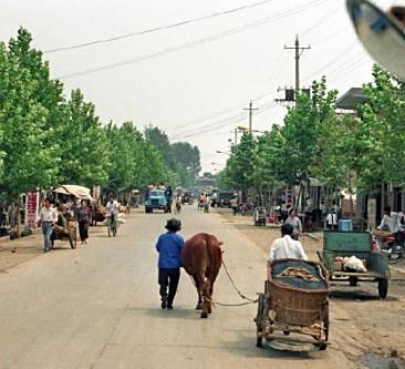 这是1993年洛阳附近的一条街景。许多人看到这样的街景会认为这是农村景象。实际上