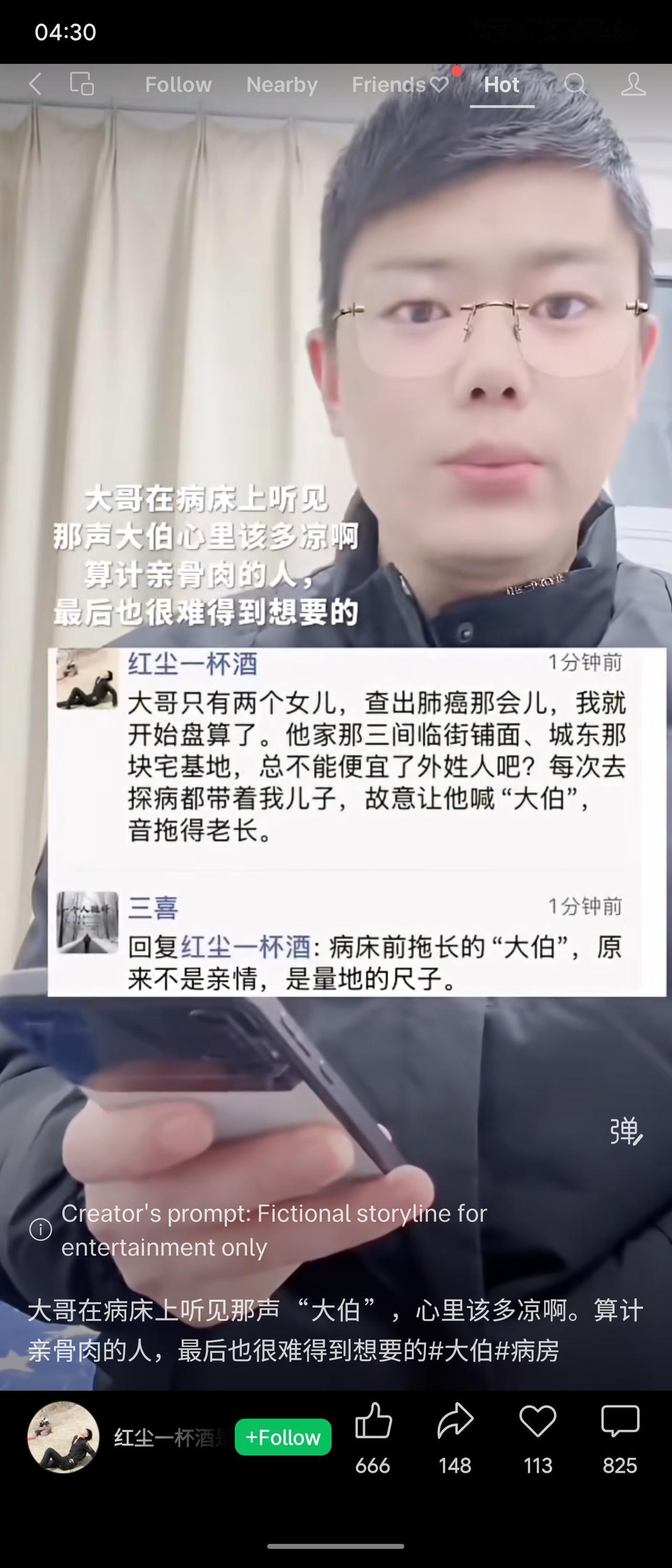 男子带儿子探望患癌大哥，教孩子故意拖长音喊“大伯”，意在算计其房产。评论感慨：病