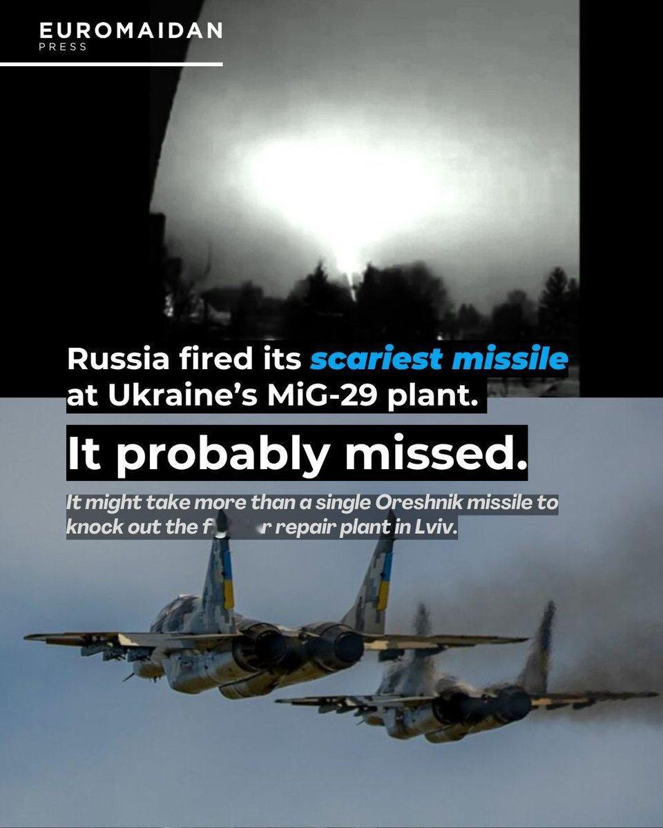 俄罗斯向乌克兰利沃夫的米格-29战斗机修理厂发射了其“最可怕的”导弹。但它可能没