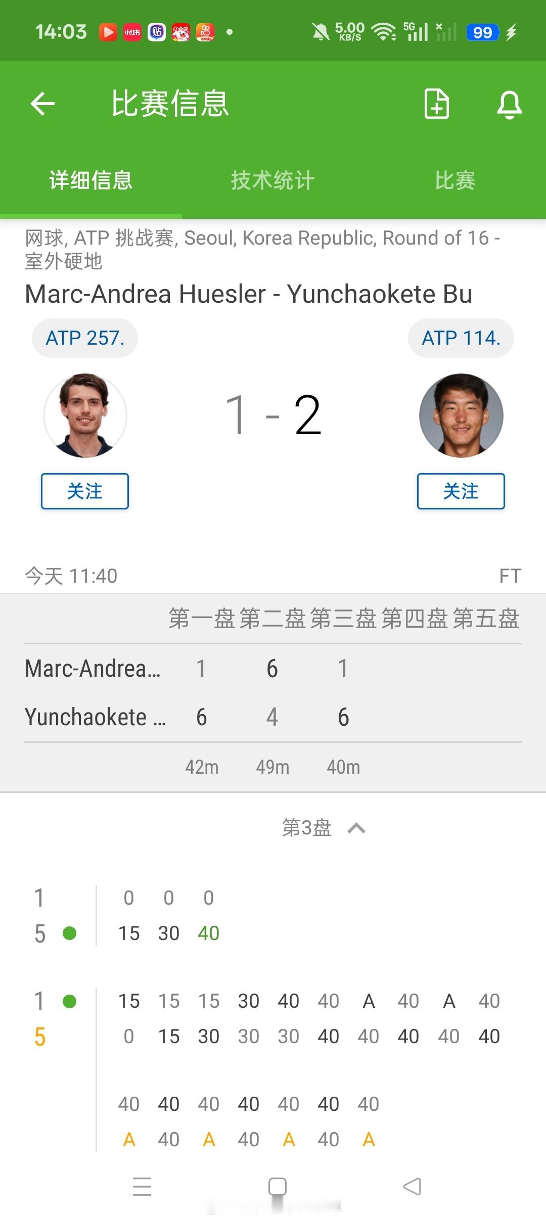 小花小草资讯【韩国挑战赛】男单正赛第二轮:2号种子布云朝克特6-14-