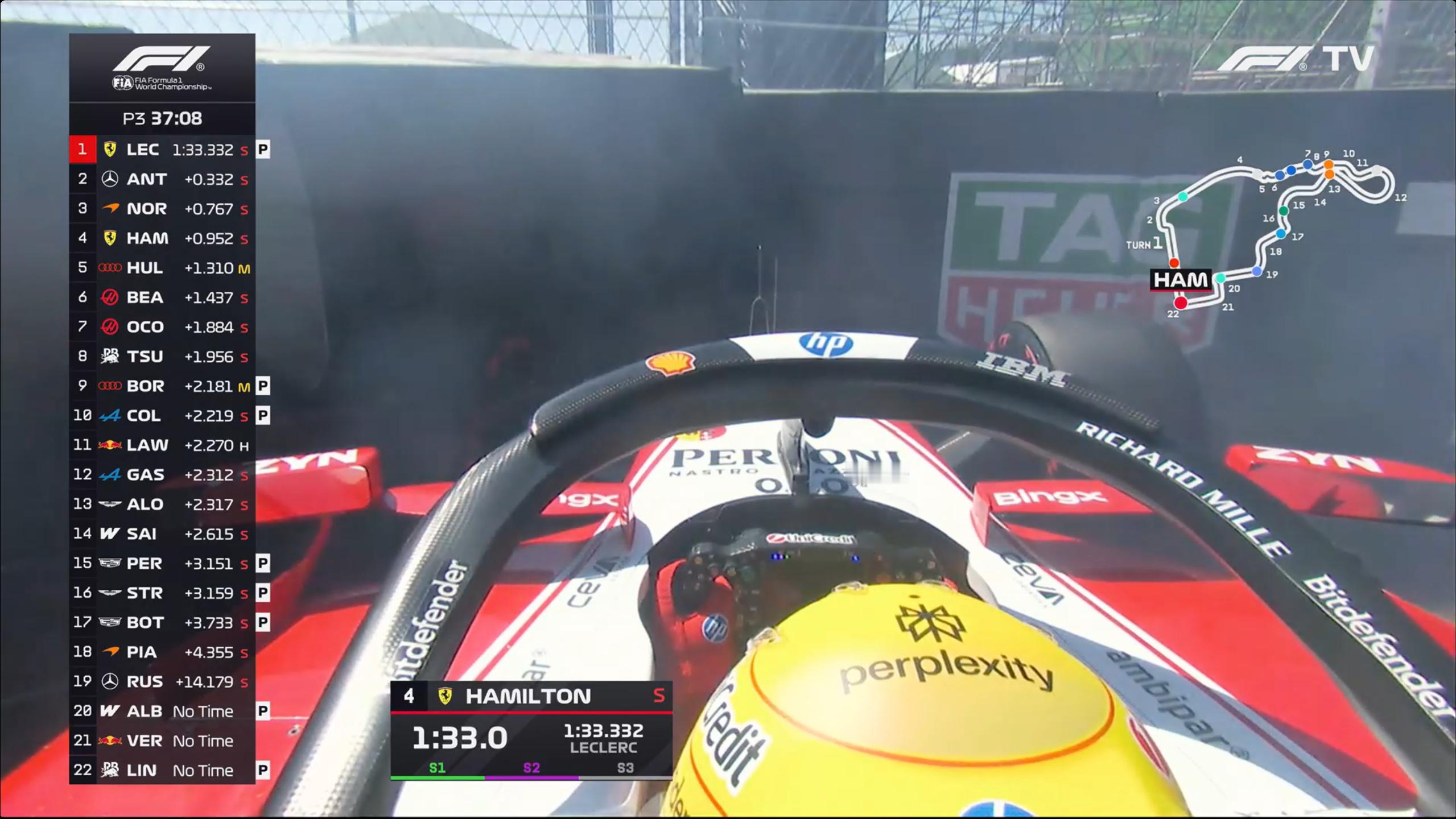 汉密尔顿22号弯撞车！红旗🚩F12026F1西班牙大奖赛​​​​