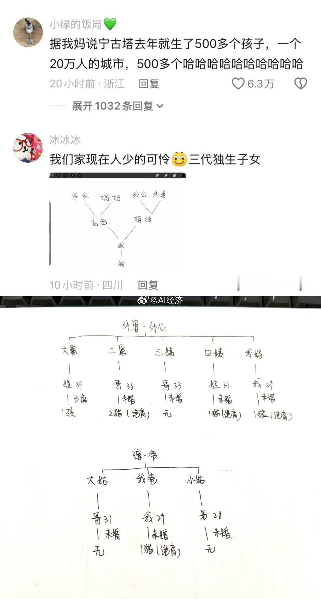 中国各省生育率4-2-1变成12-6-2​​​