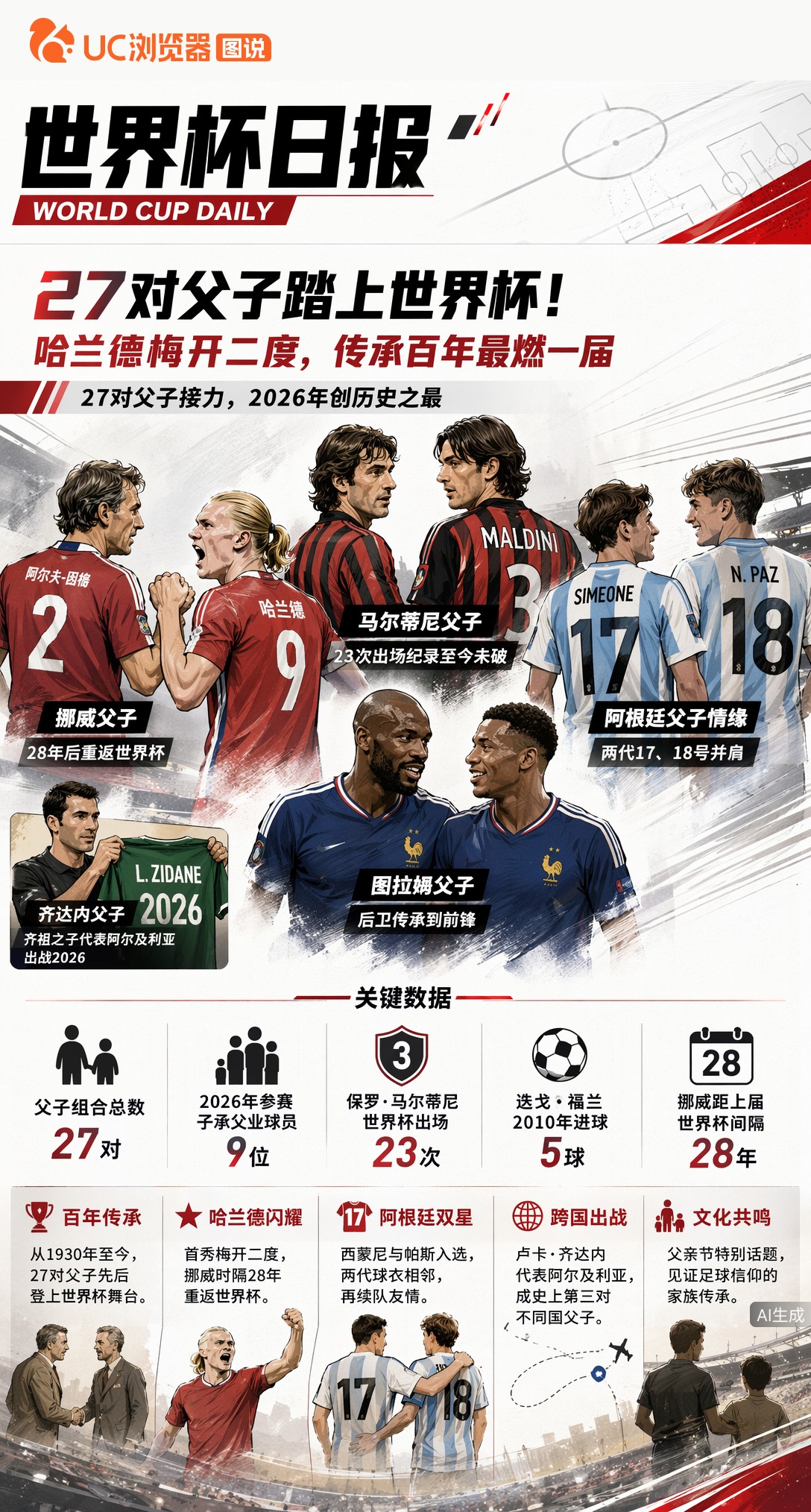 27对父子踏上世界杯！哈兰德梅开二度，传承百年最燃一届