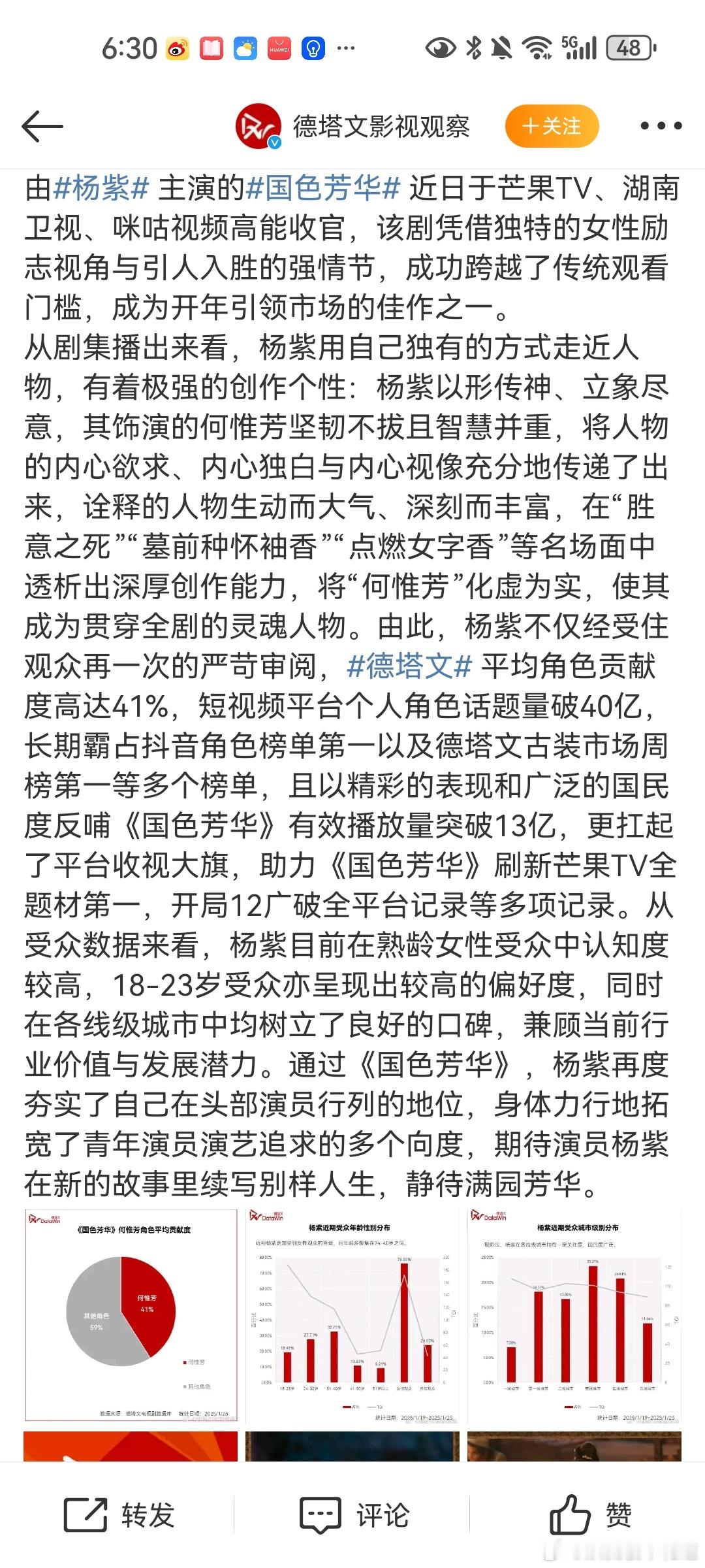 比杨紫更了解杨紫的人出现德塔文发文高度肯定了杨紫的扛剧能力。杨紫