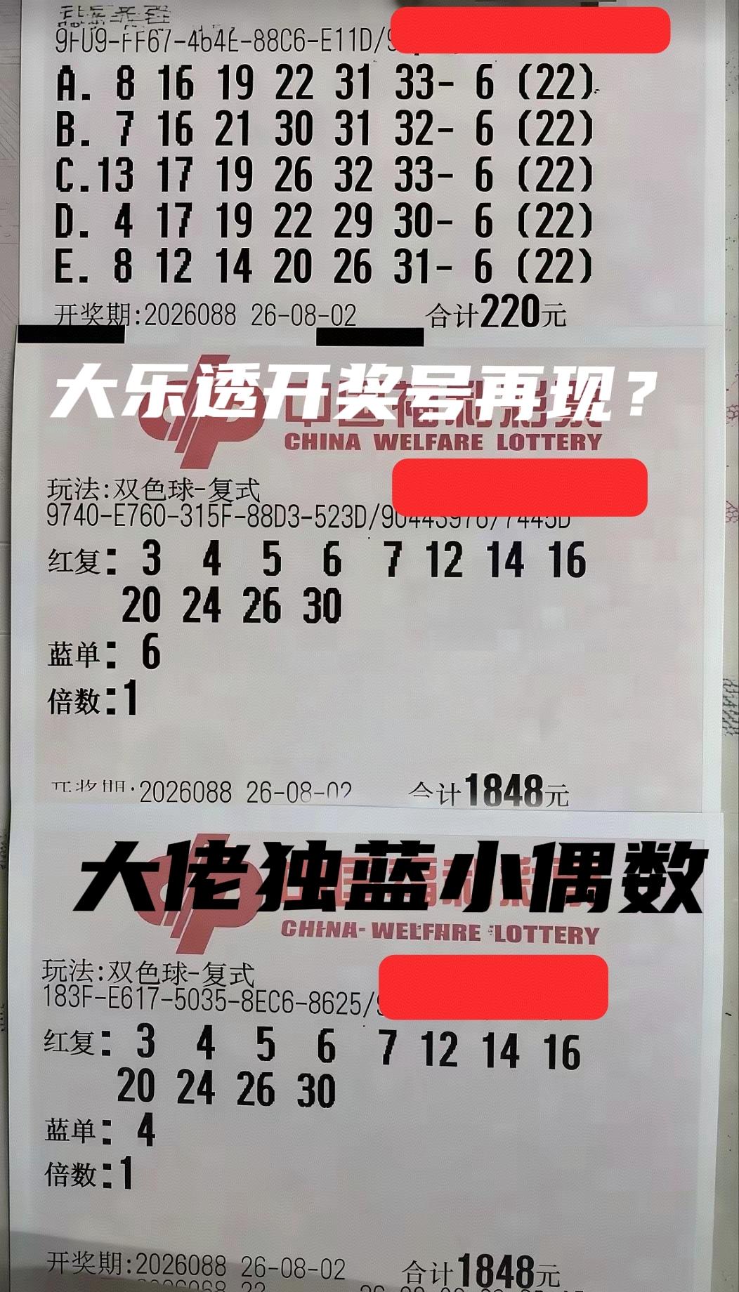 不出意外的话，就要出意外了！大佬闪亮登场，思路和大多数人一样，后区也是06，这是