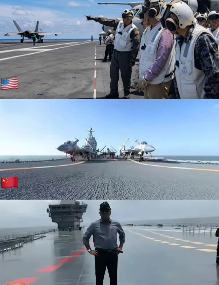 中、美、印航母甲板对比，为何印度甲板那么光滑？其实原因很简单:这主要是战略需