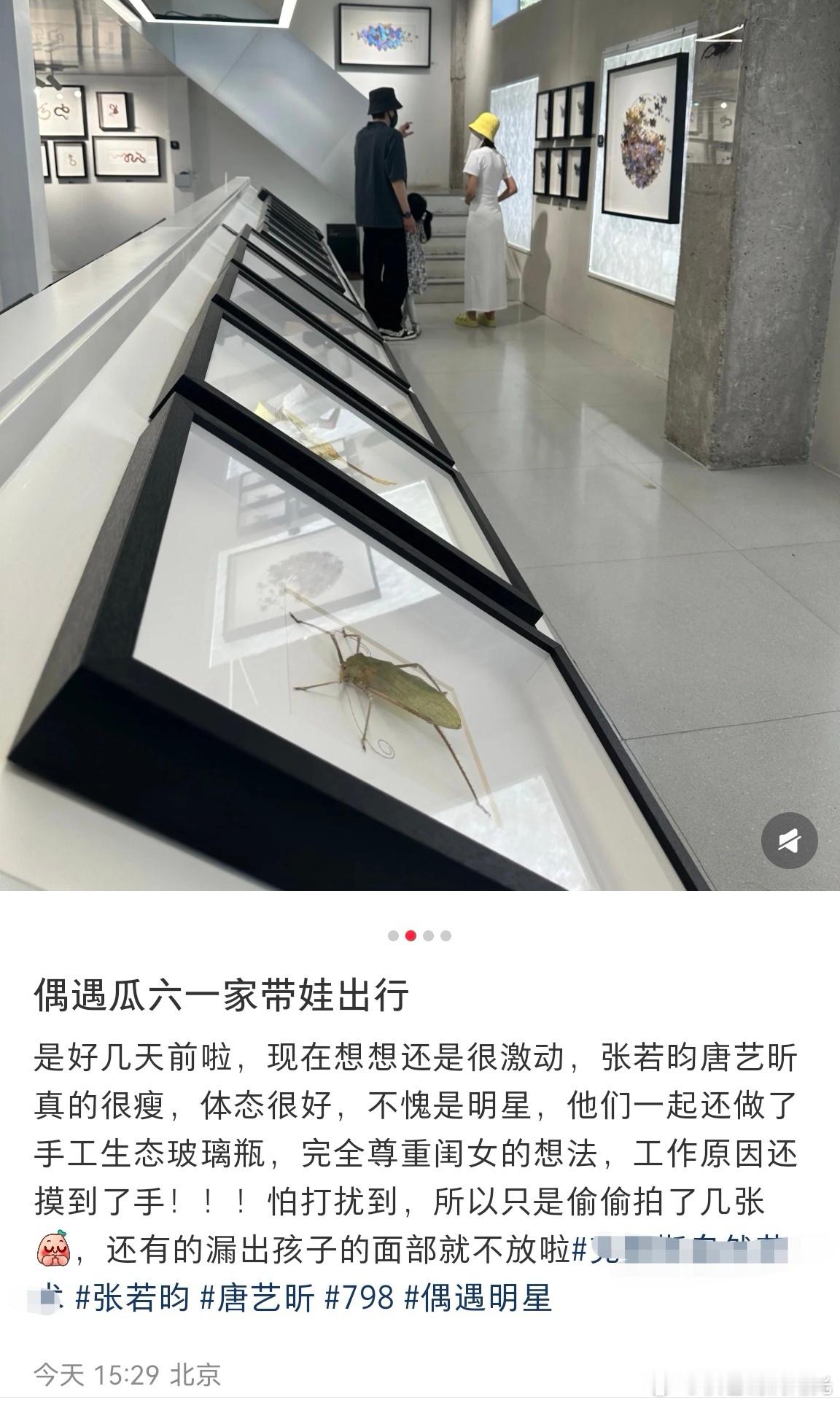 张若昀唐艺昕前几天带女儿外出，还和女儿一起做了手工生态玻璃瓶。因为工作原因，该网