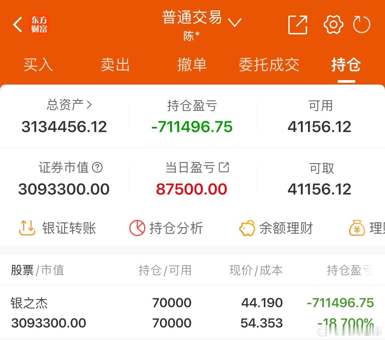 50w实盘挑战一年做到300w（第328天）总资产：313.4万收益：+8750