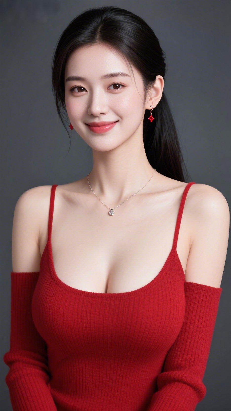 红衫映眸温柔藏当红色针织的柔暖撞上清浅笑意，冬日的清冷便被揉碎了大半。墨色