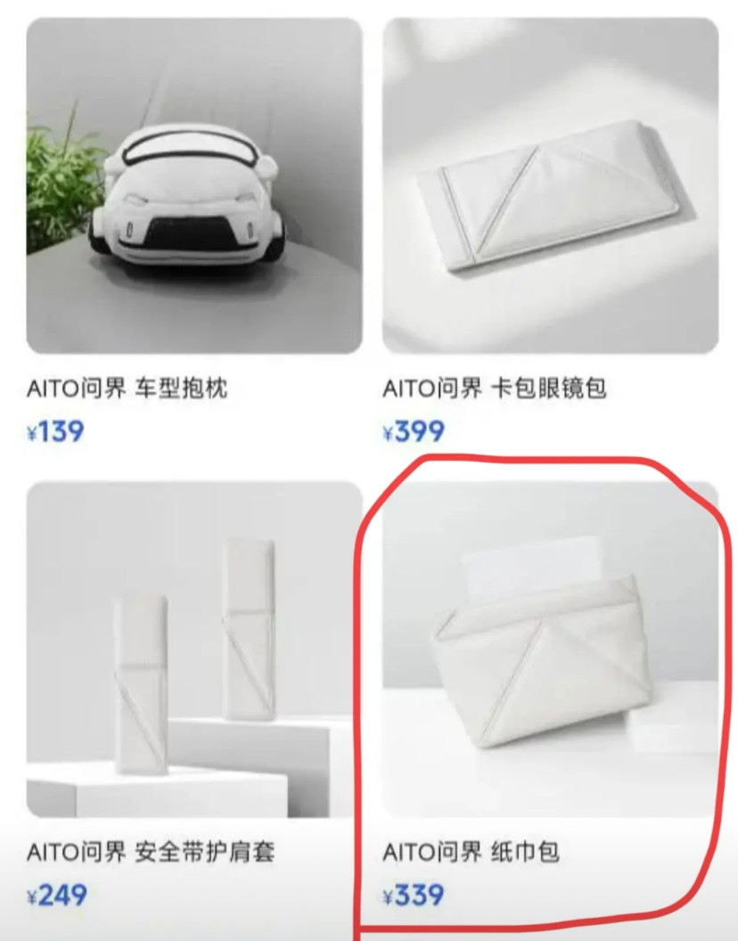幸好问界有个纸巾包，而且还卖339当169的车规级纸巾盒上了热搜，我就料到一定
