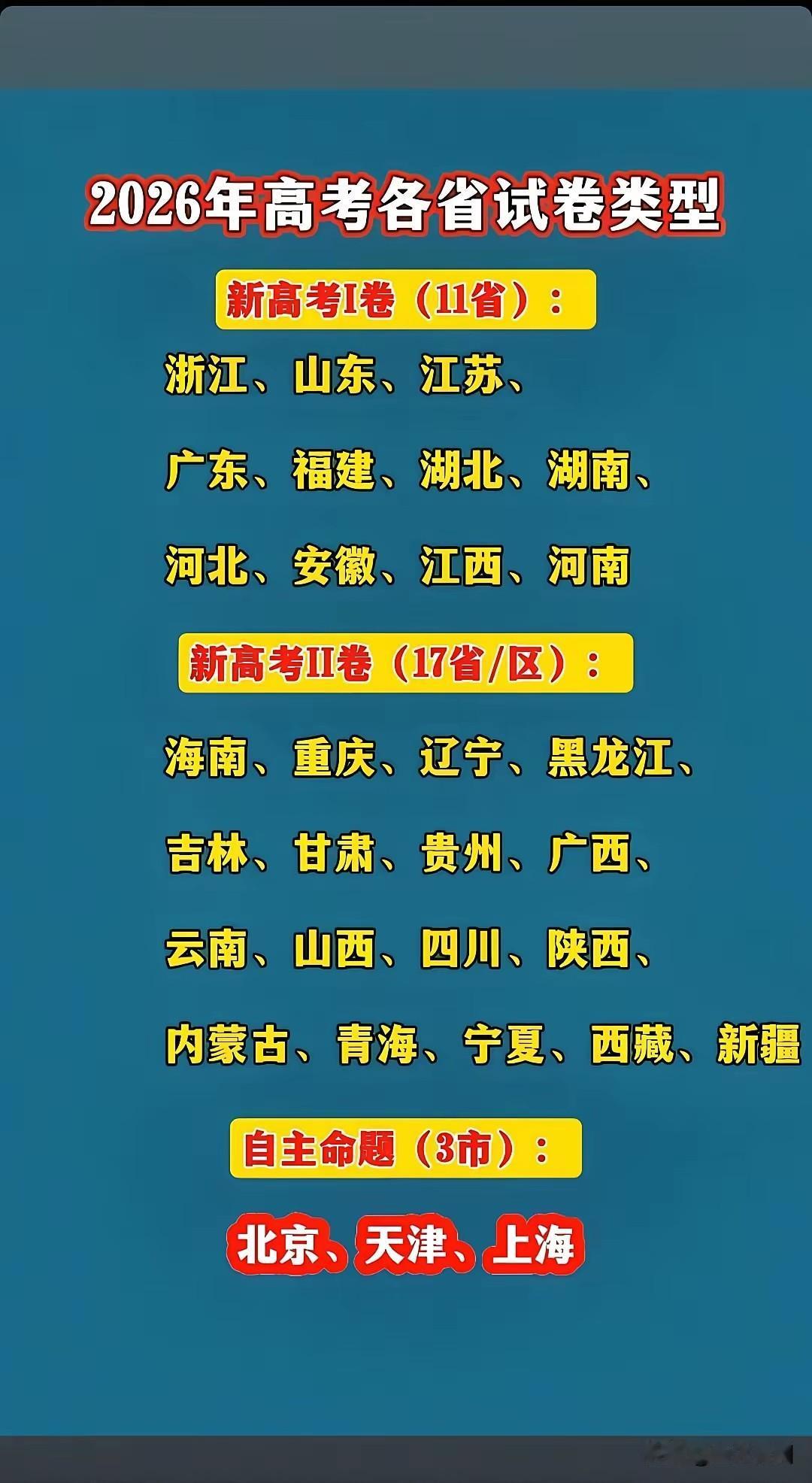 高考不同省份试卷不同，下面这幅图讲的很清楚了，有能力有本事的人选择到哪去高考就很
