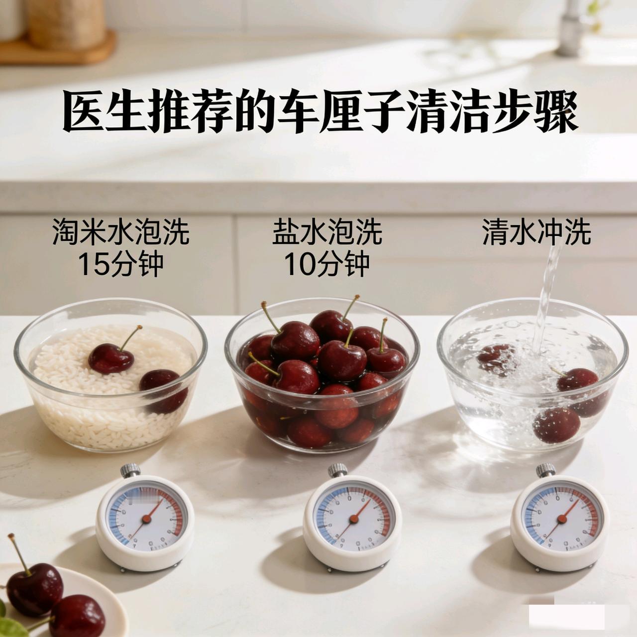 请和我的胃酸说去吧！看到医生的建议，我又笑喷了。医生建议的洗车厘子步骤：