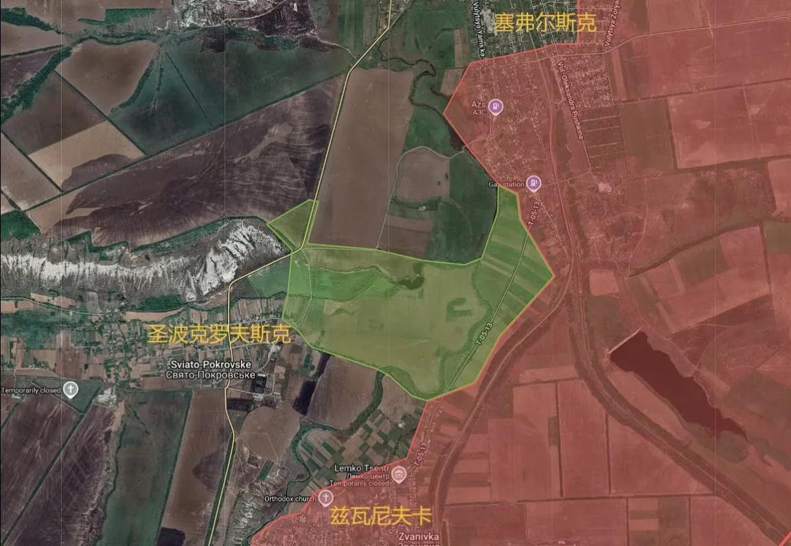 俄军南部集群从谢韦尔斯克（塞弗尔斯克）南面向西攻入圣波克罗夫斯克。现在俄军的胃口