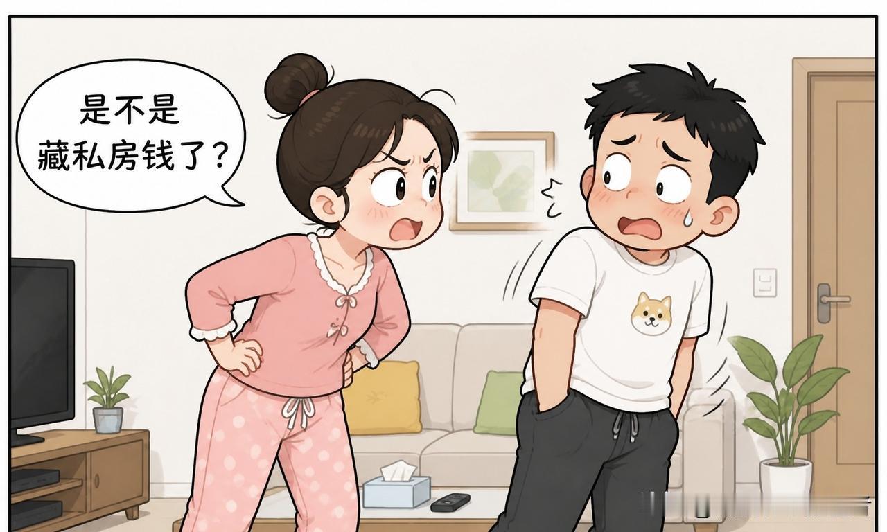 推荐有趣的漫画老婆：是不是藏私房钱了？老公：没有。老婆：裤兜怎么鼓？老公：钥匙。