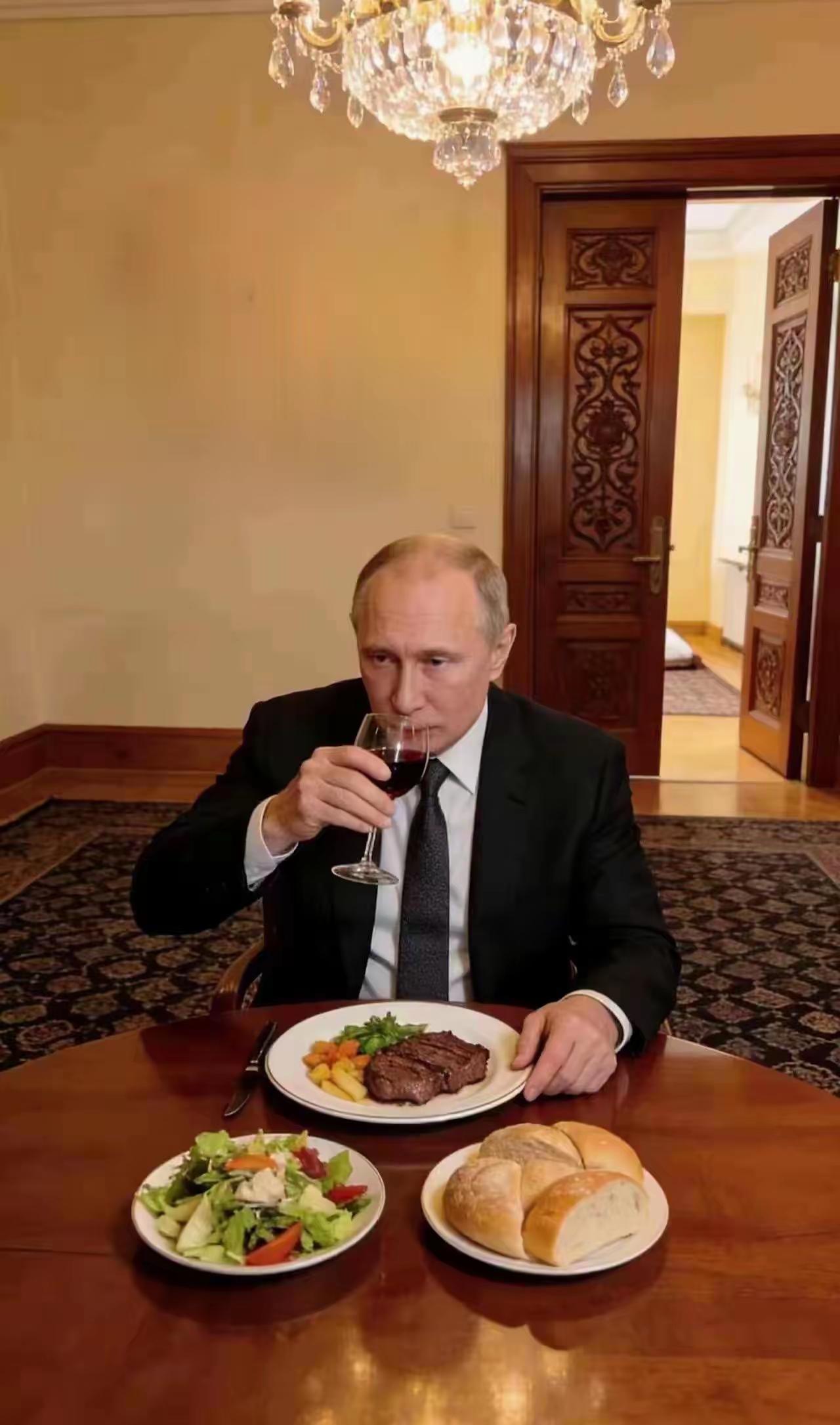 普京大帝这一顿家常饭看着就实在。虽说花100元人民币，可这价格在如今的物价水平下