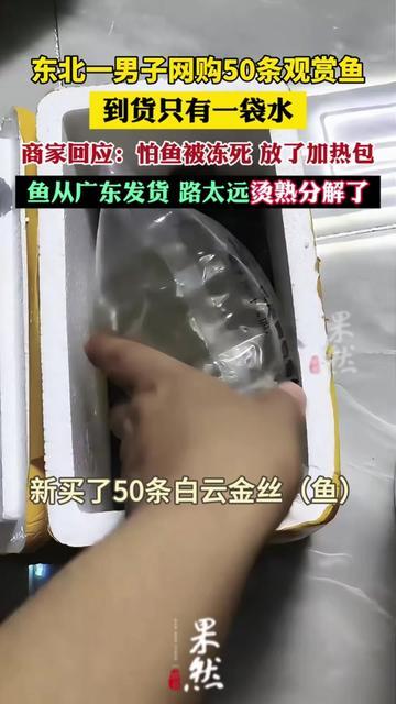 家人们谁懂啊！东北大哥网购50条观赏鱼，兴高采烈拆快递，倒出来满满一袋清