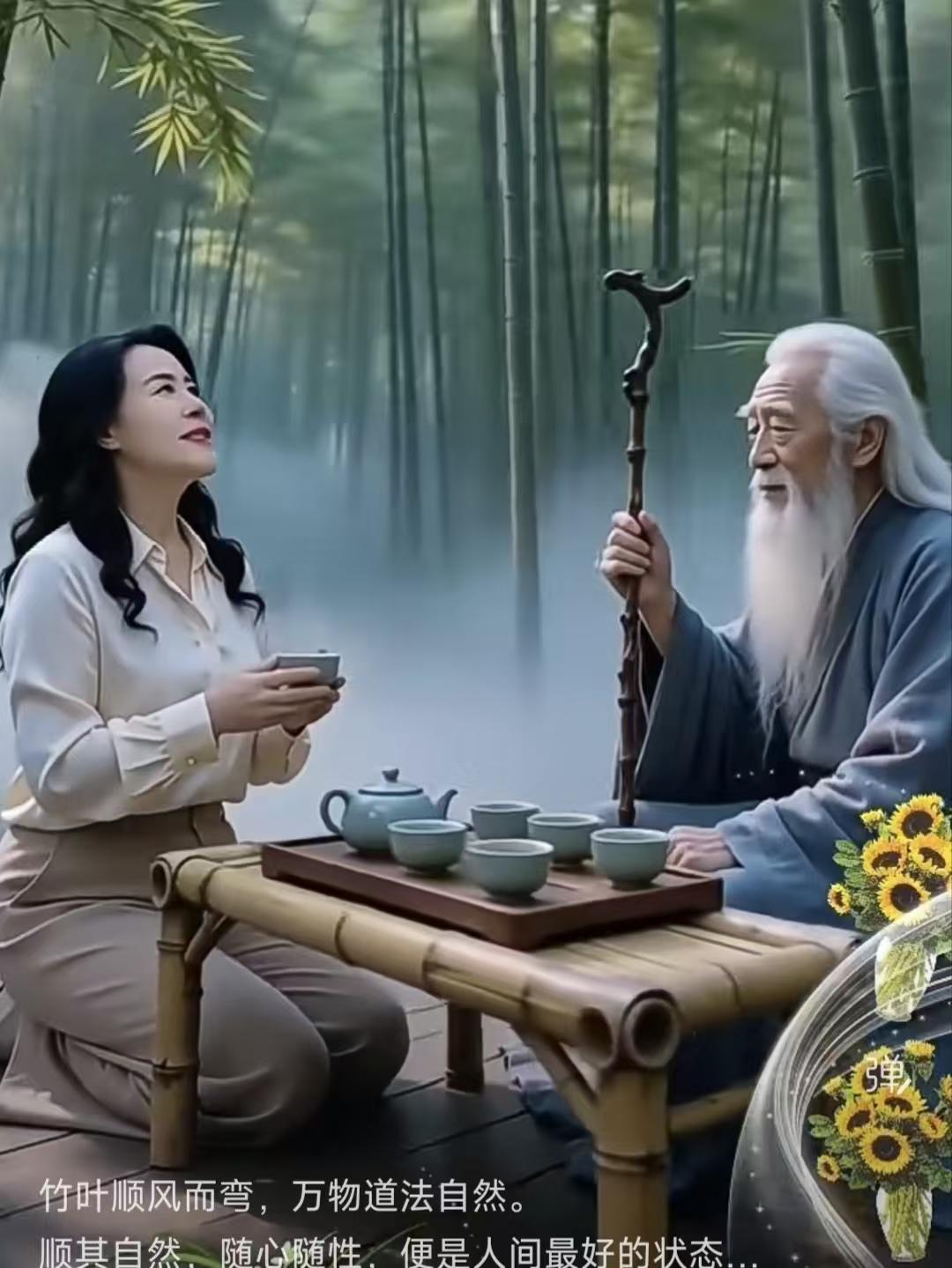 天净沙·顺道随缘疏竹风里轻弯，万物道法天然，随性随心自安。尘嚣看淡，人