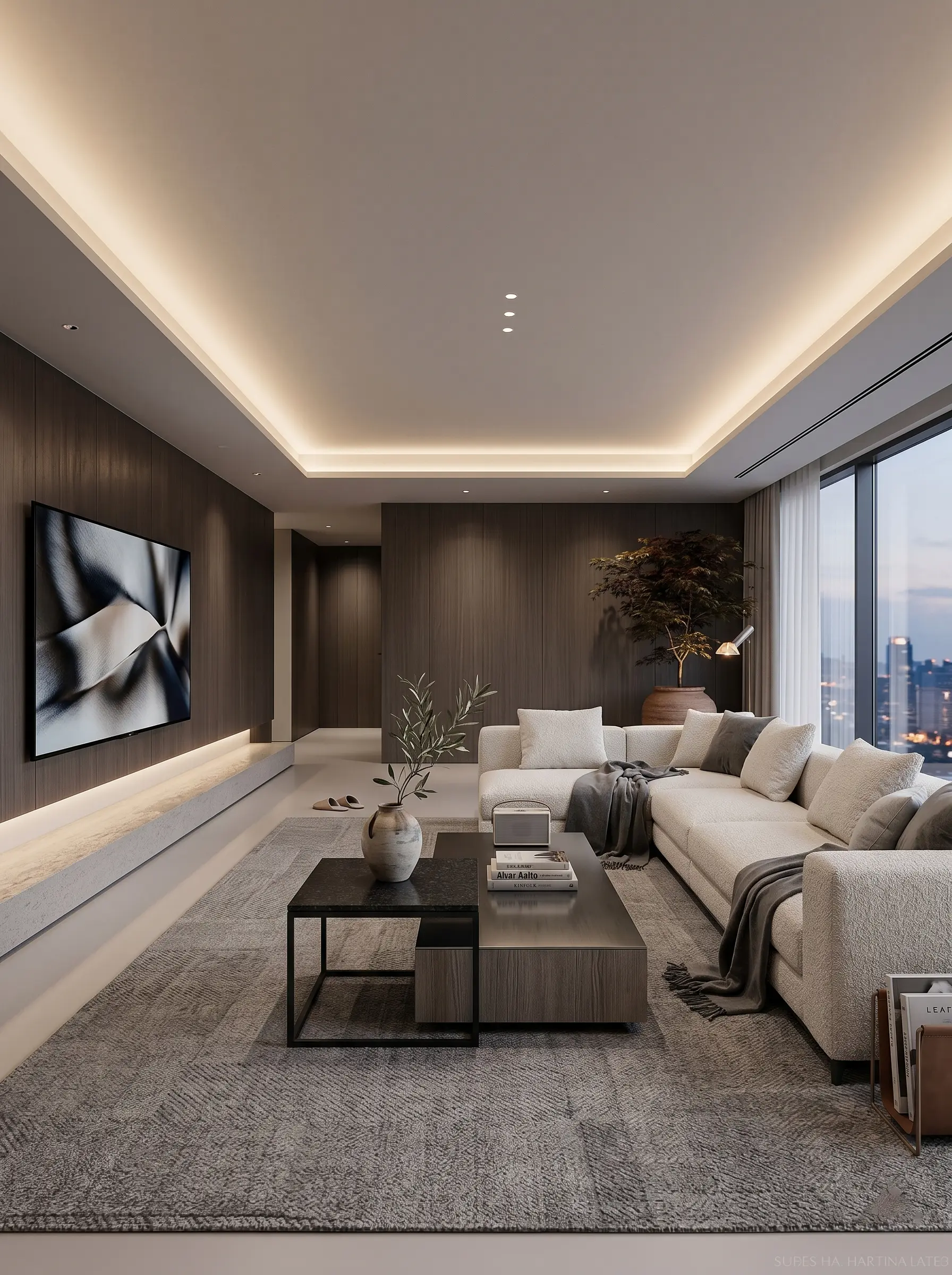 165㎡天府新区新家，靠灯光和木饰面赢麻了