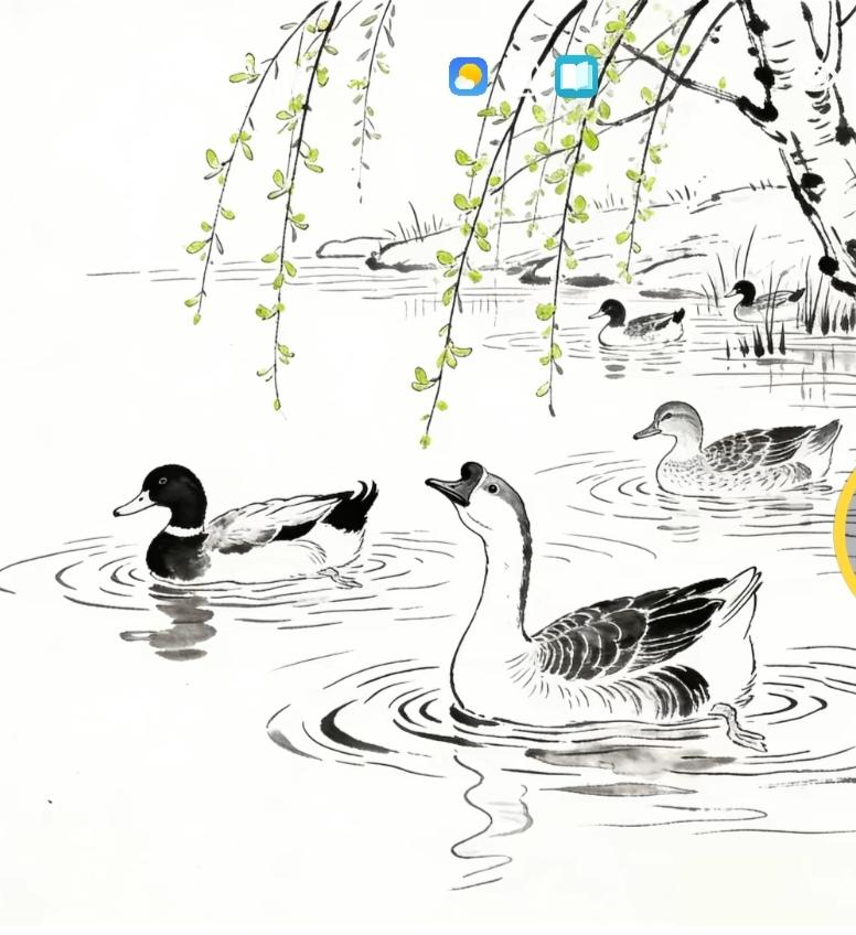 〔欣赏图片〕图中画面真漂亮；春江水暖鸭先知；垂柳发芽已春天；景色宜人招人