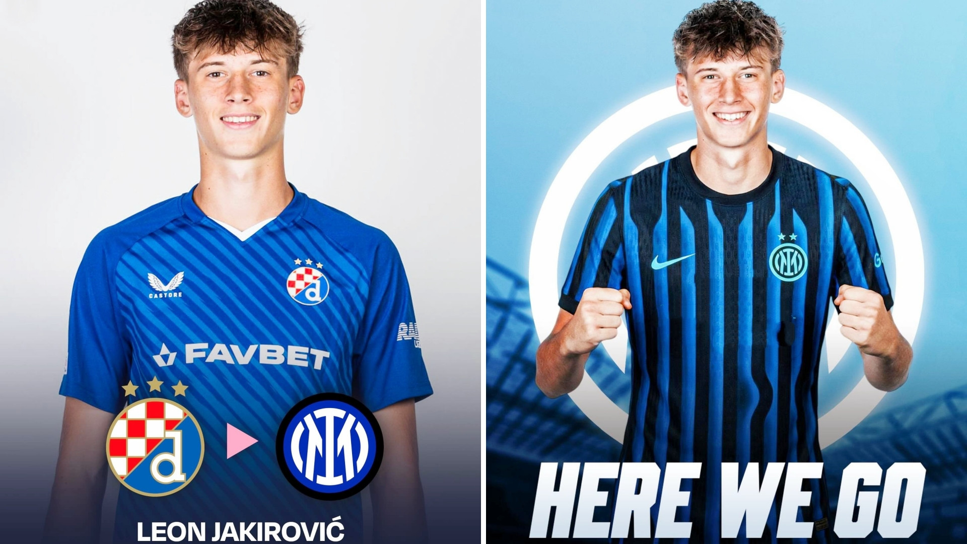 罗马诺表示：18岁克罗地亚中卫莱昂・亚基罗维奇将加盟国米。球员转会费为250万