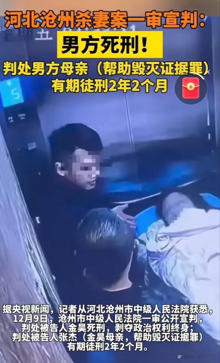 孟村的金昊一审被判死刑，其母判2年2个月。其余涉及的几个人也将受到道德的谴责，余