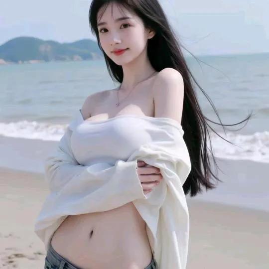 夏日沙滩美少女，微风吹动长发，展现迷人腰线！🏖️🌞海边活力少女海边度假少女