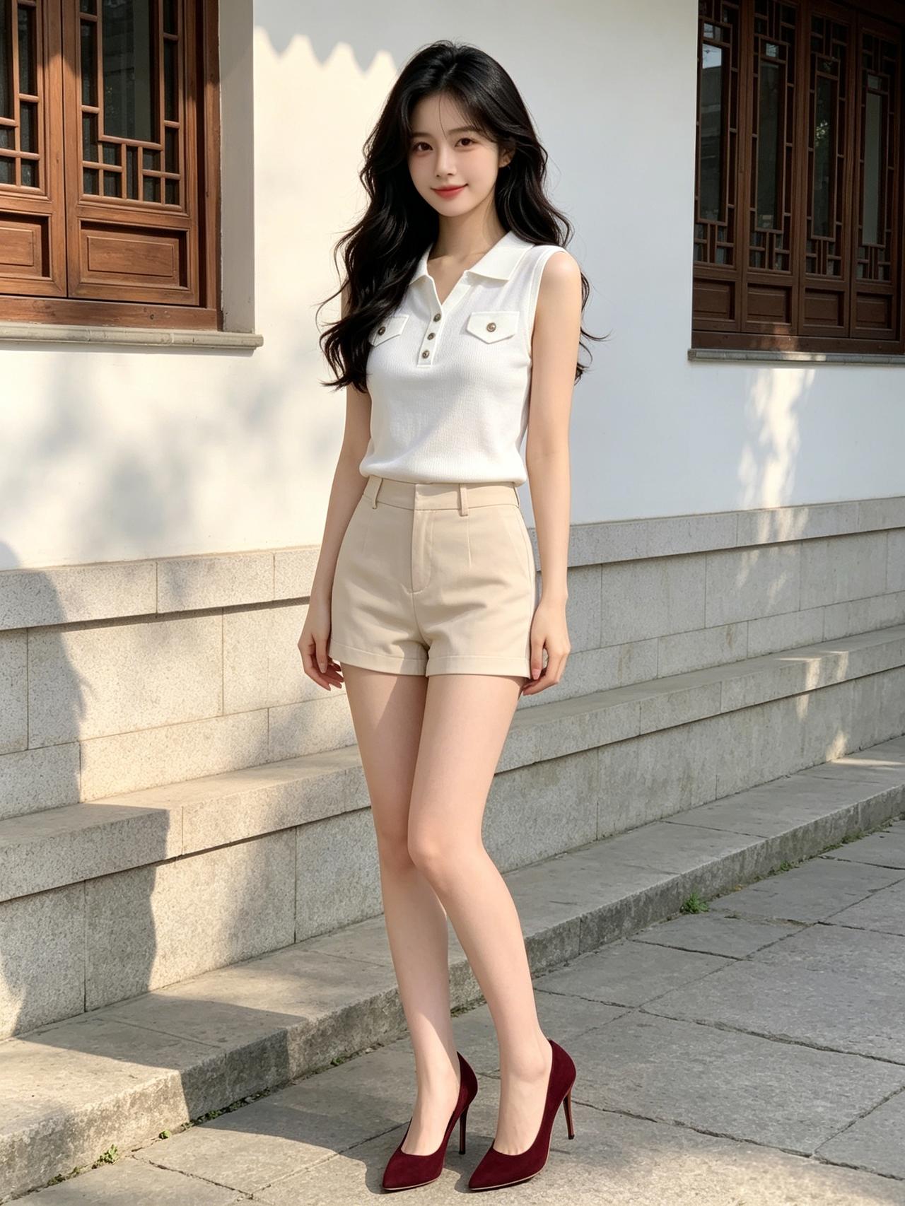 阳光正好，她坐椅上笑靥如花，一袭简约穿搭，却美得让人心动不已。