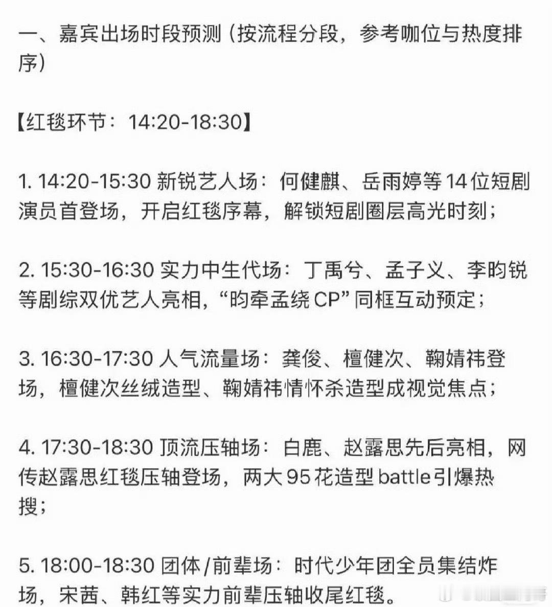 星光大赏流程和出席艺人