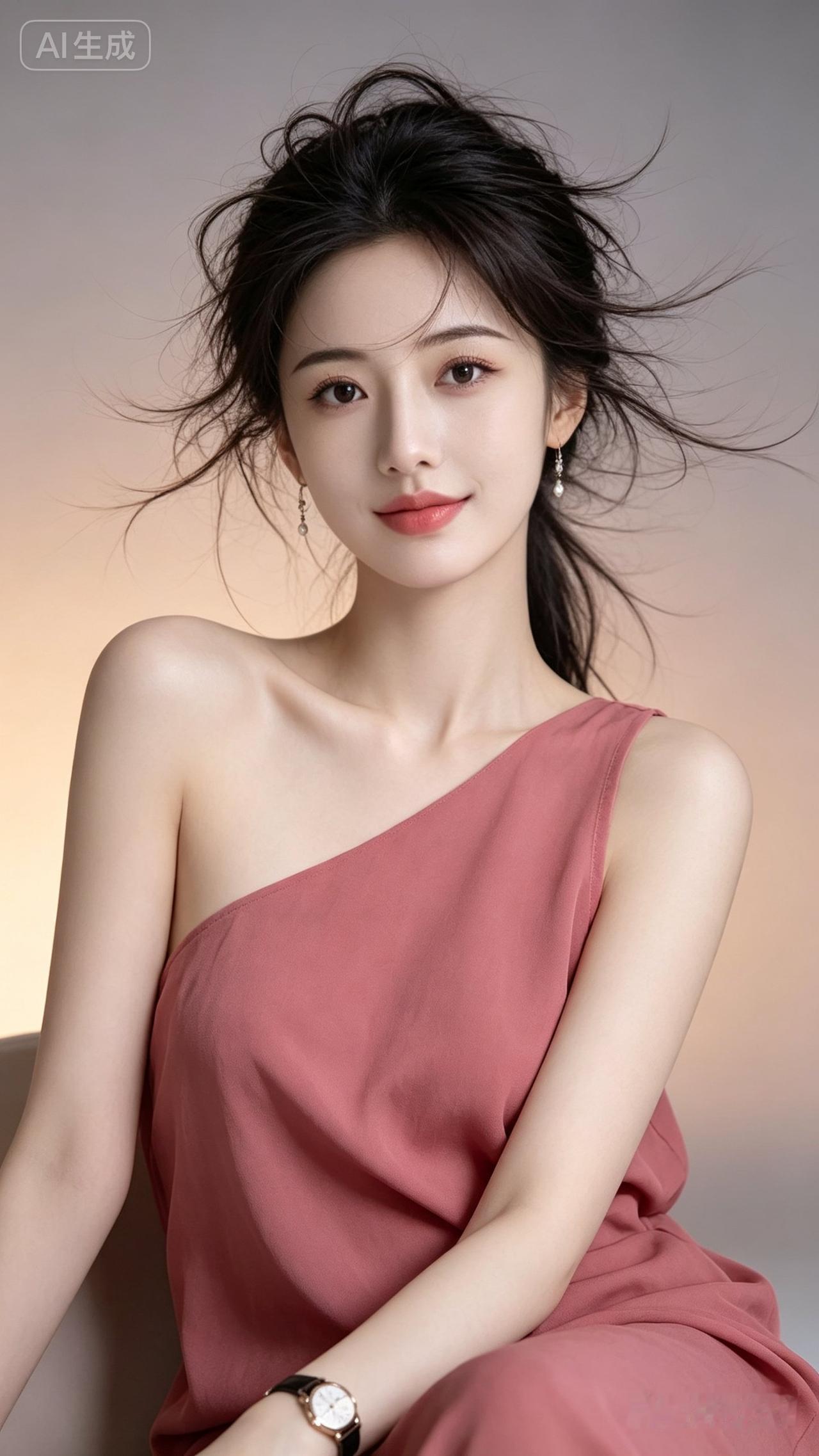 温柔粉裙少女，优雅气质满满！🌸💕