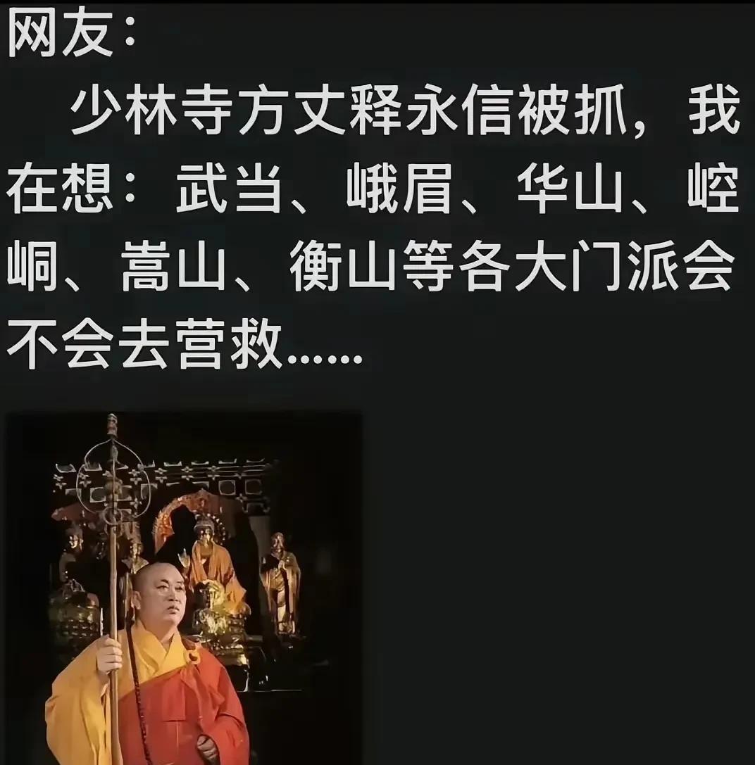 释永信之所以没有“自杀”，当然不是寄希望于“六大门派”联合营救，而是对自己有清晰