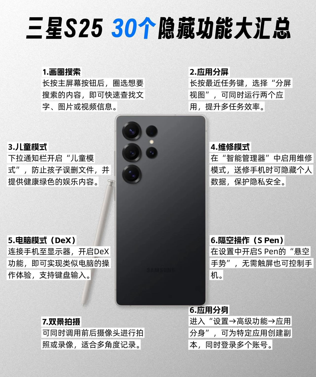 三星S25必看30个隐藏功能！不做白买～有多少宝子买了三星s25？这里我给各位宝