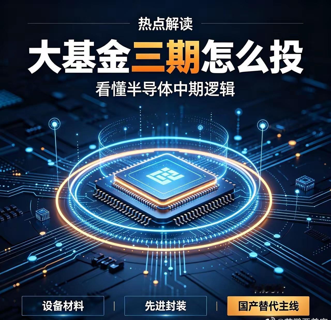看懂国家大基金三期的投向，就能看懂半导体的中期逻辑。​很多人天天盯着半导体今天