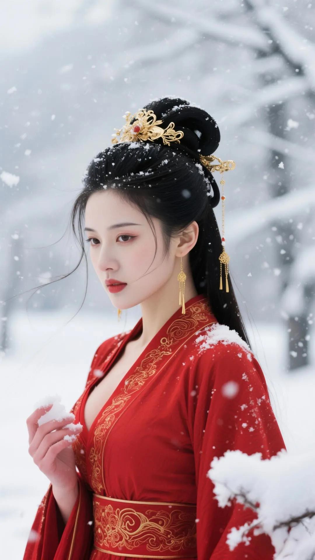 罗袂生香立雪川，红绡轻覆玉光寒。金簪暗锁玲珑韵，琼絮明承别意绵。心自怅，意