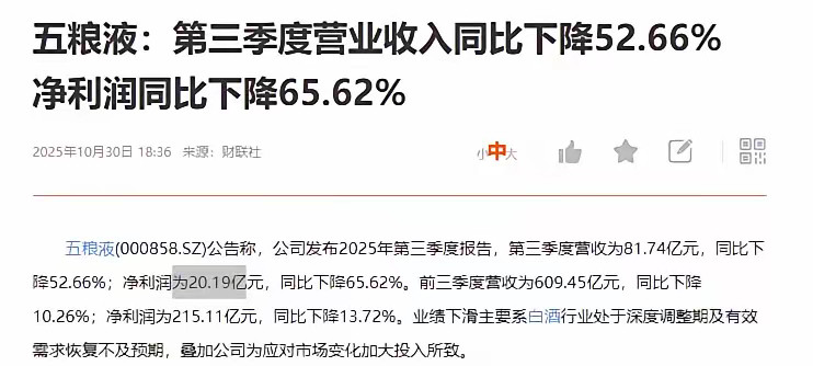 60万股东无眠！白酒二哥季报爆雷，净利腰斩+PE飙至50倍，行业神话难续？深夜的