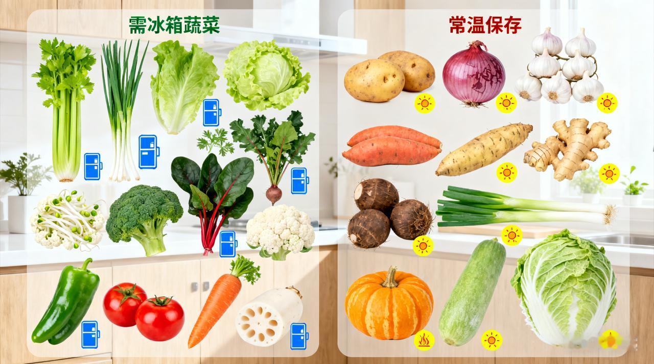 买完菜以后可别瞎放！有些菜就该进冰箱，而有些菜放常温保存的时间反而更长！快来看看
