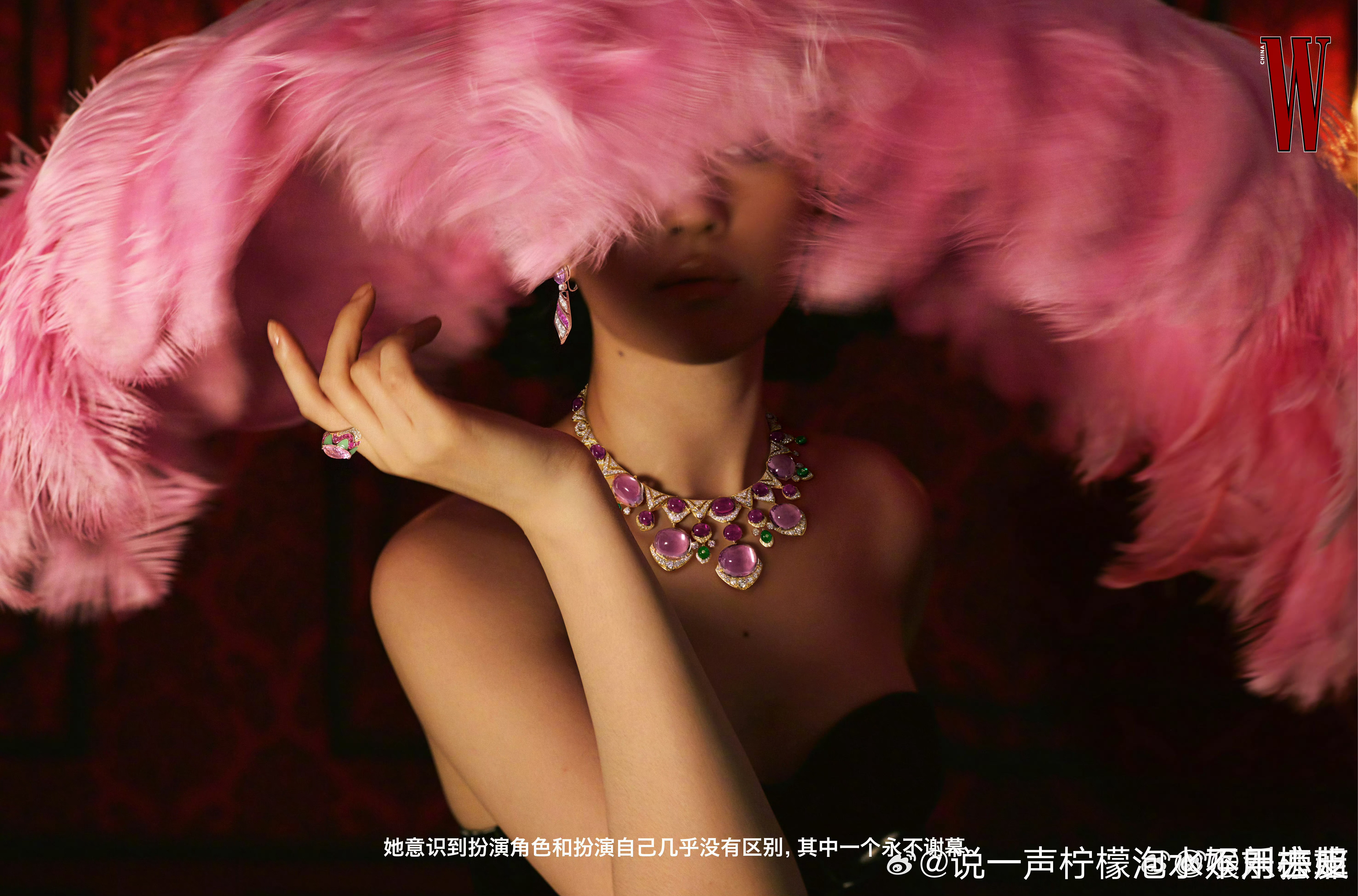 挡住刘亦菲的脸展示珠宝异曲同工之妙。脸太美了之罪