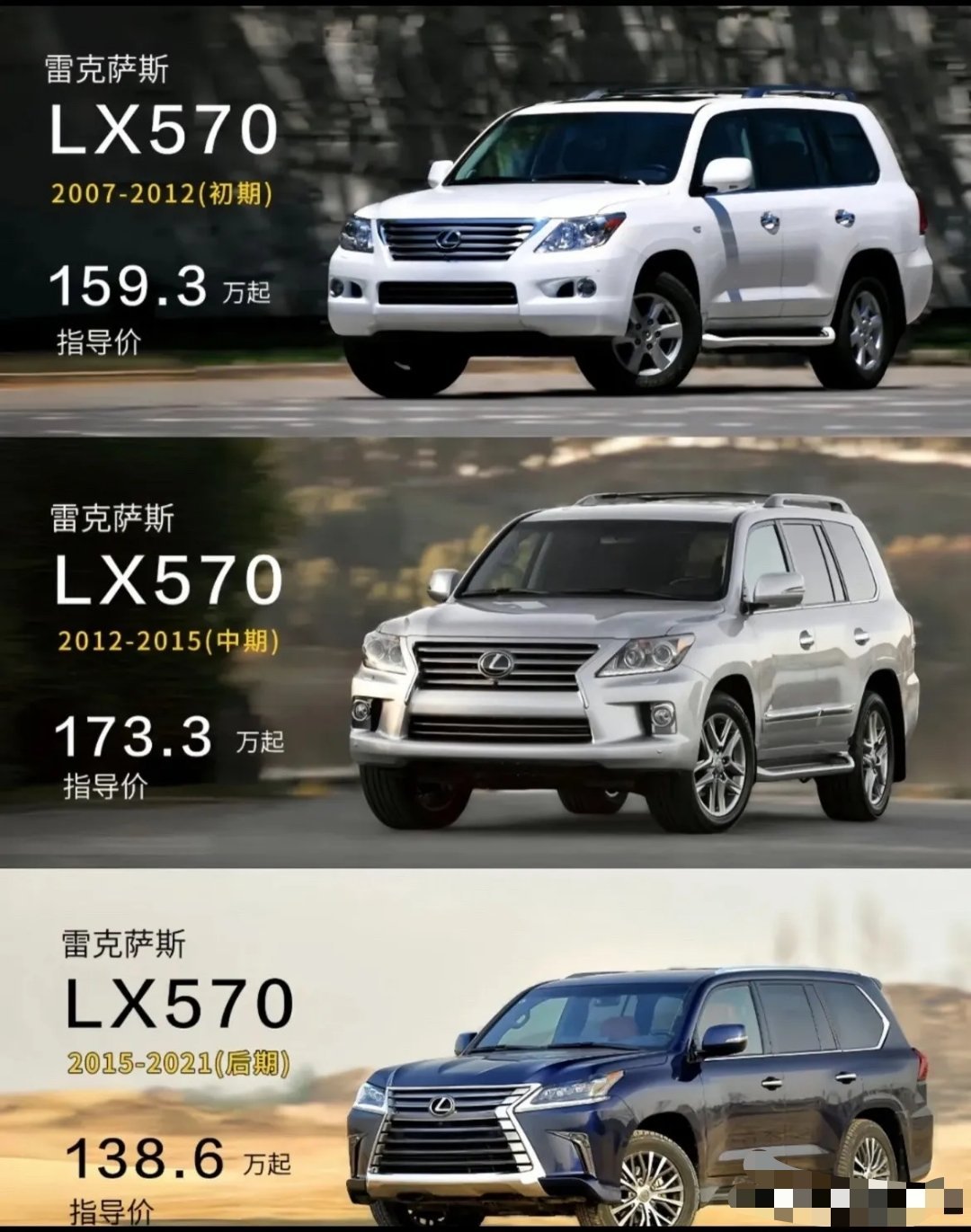 哪一代是你心中最美的雷克萨斯LX570，朋友们？看来看去，我觉得还是第三代最美！