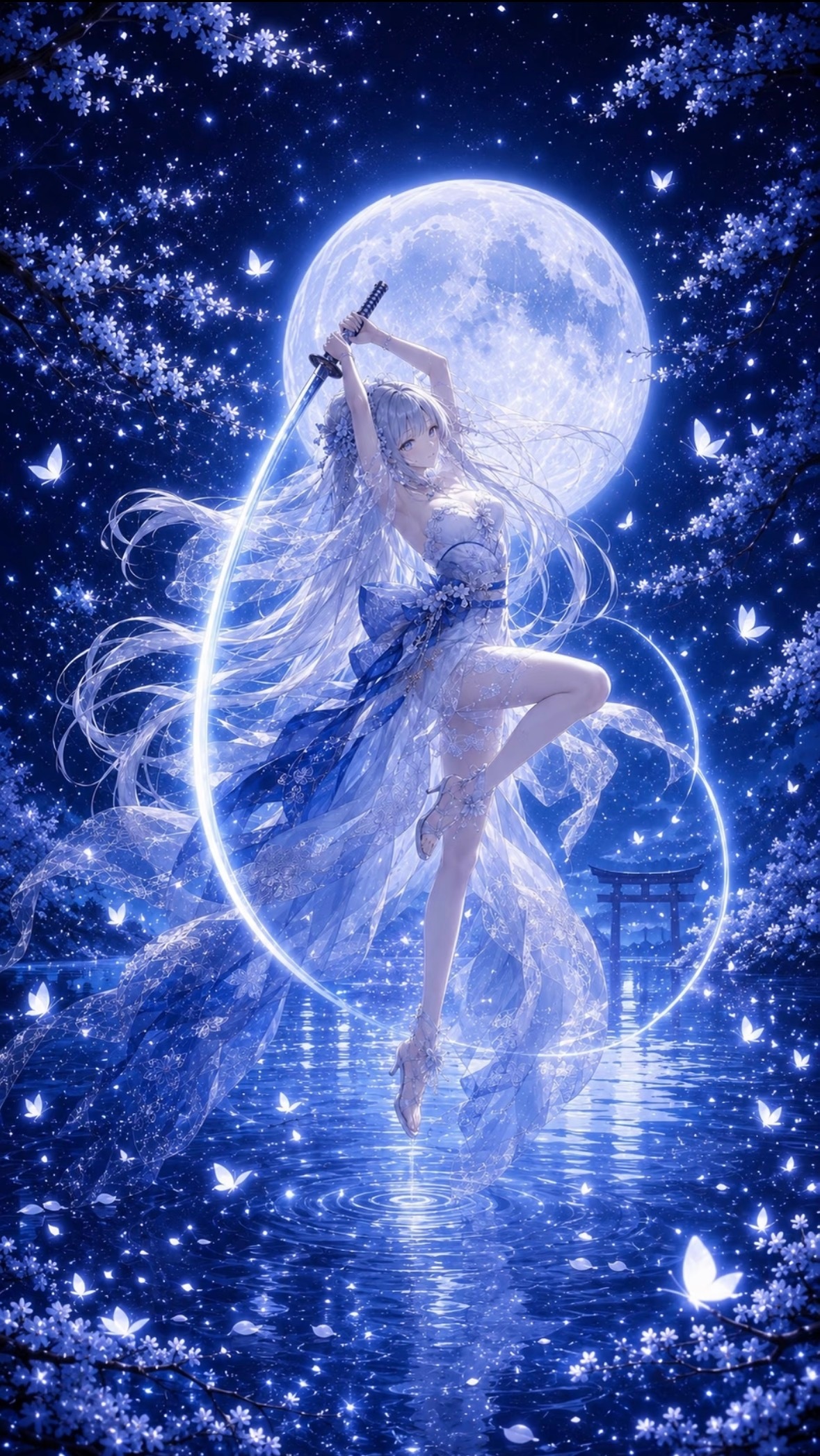 神里绫华——月下剑舞，太喜欢神里大小姐了！动漫点评团原神壁纸