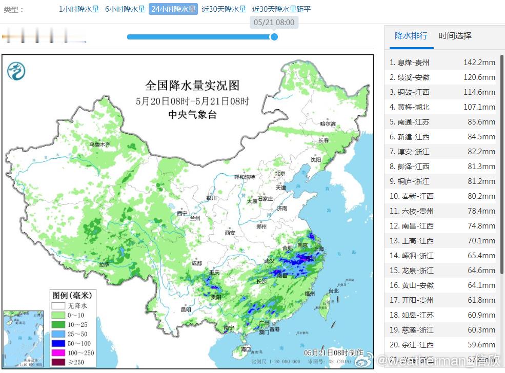 【强降雨和强对流】昨天到今晨，南方继续出现了大范围对流降雨。强降雨区，一个是在江