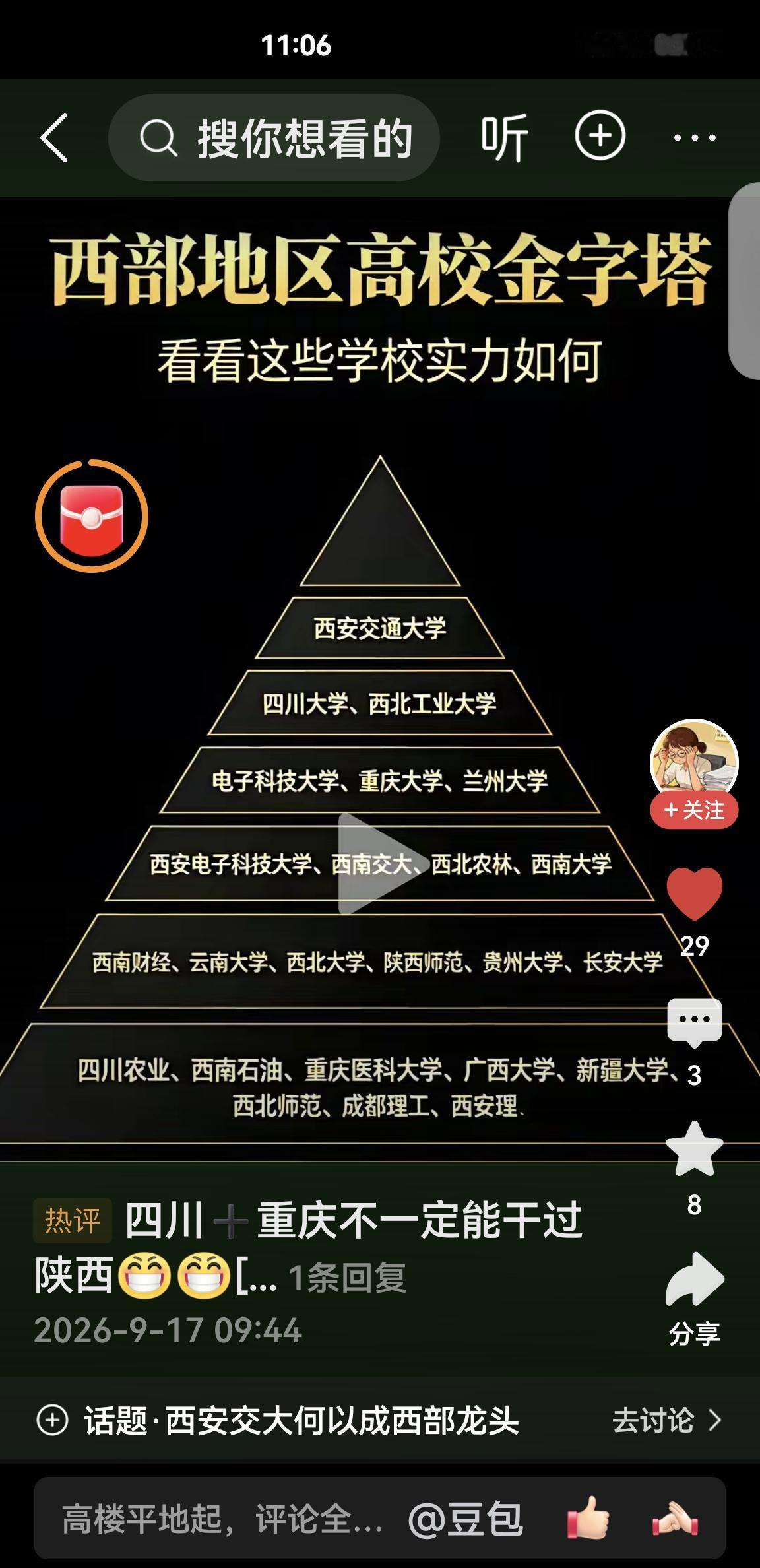 西部大学实力排序来了！西安交大稳坐第一，其次是西工大、四川大学，再